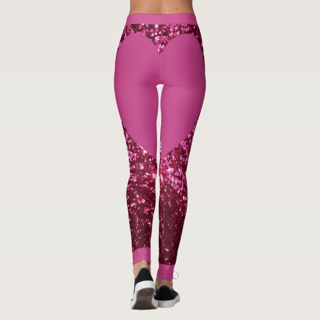 Rosa Glitzer Rosa Herz Leggings (Rückseite)