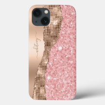Rosa Glitzer Rose Gold Marmor Girly Monogram