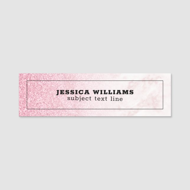 Rosa Glitzer Rose-Gold Marmor ombre Namensschild (Vorderseite)