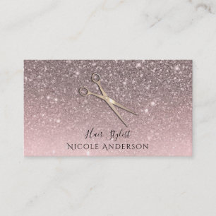 Rosa Glitzer Rose Gold Salon Stylist Scheren Visitenkarte