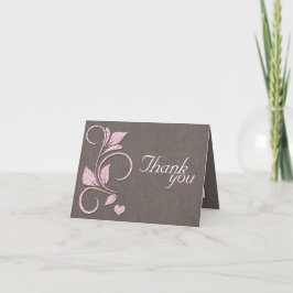 Rosa Glitzer Rustikal Dankeschön Karten