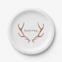 Rosa Glitzer Rustikale Antler Woodsy Glam Chic Par