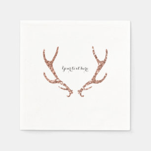 Rosa Glitzer Rustikaler Antler Woodsy Glam Party Serviette