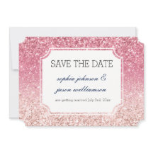 Rosa Glitzer Save the Date