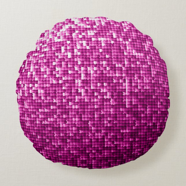 Rosa Glitzer-Sequenzen Rundes Kissen (Vorderseite)
