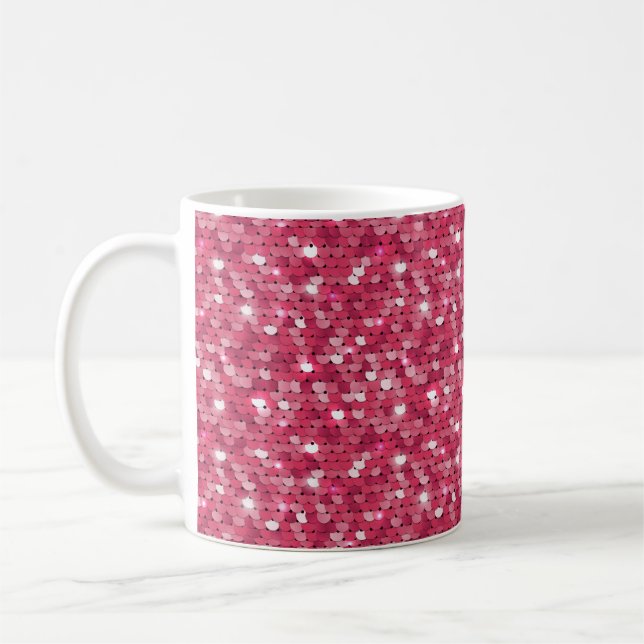 Rosa Glitzer-Sequenzmuster Kaffeetasse (Links)