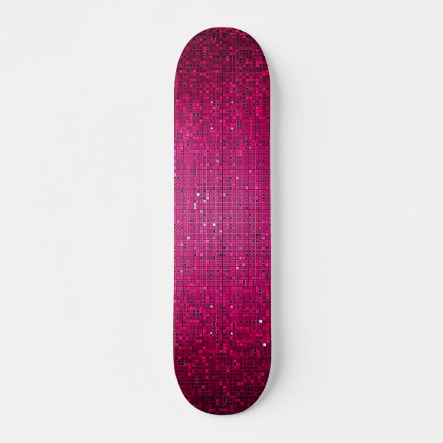 Rosa Glitzer Sequin Disco Alte Schule Skateboard (Vorne)