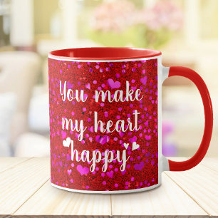 Rosa Glitzer Sie machen mein Herz glücklich Skript Tasse