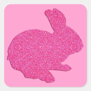 Rosa Glitzer Silhouette Osterfest Sonnenkleber Quadratischer Aufkleber