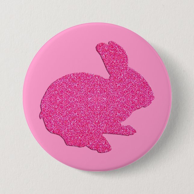 Rosa Glitzer Silhouette Ostern Schaltfläche Button (Vorderseite)