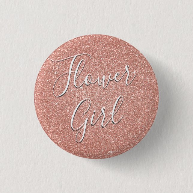 Rosa Glitzer & Sparkle Flower Girl Button (Vorderseite)