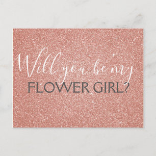Rosa Glitzer & Sparkle Flower Girl Einladungspostkarte