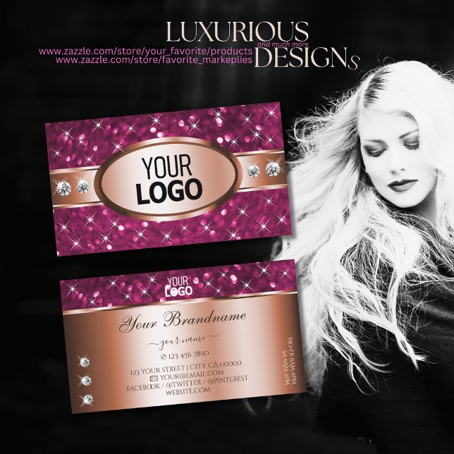 Rosa Glitzer Sparkle Stars Diamanten Logo Rose Gol Visitenkarte (Von Creator hochgeladen)