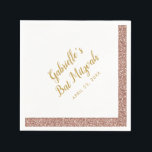Rosa Glitzer Strip Girly Rose Gold Bat Mitzvah Serviette<br><div class="desc">Rose Gold Glitzer Design mit goldfarbenem,  anpassbarem Namen und Datum. Großer Tischakzent für eine elegante und moderne Bat Mitzvah Feier,  oder ändern Sie die Formulierung für einen süßen 16 Geburtstag,  Baby oder Brautparty. Artwork ist ein gedrucktes Bild von Glitzer - kein echter Glitzer wird verwendet.</div>