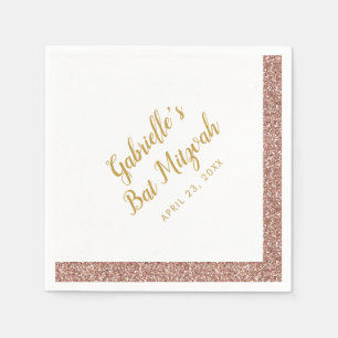 Rosa Glitzer Strip Girly Rose Gold Bat Mitzvah Serviette