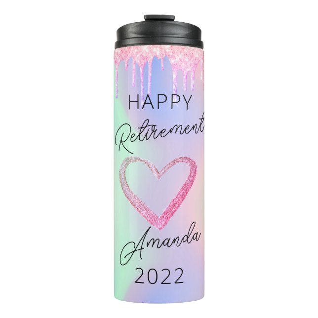 Rosa Glitzer Tropfen Altersvorsorge Geschenk für s Thermosbecher (Vorderseite)