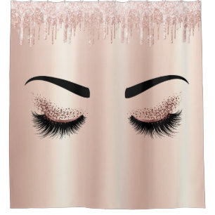 Rosa Glitzer Tropfen Augen Rose Gold Duschvorhang