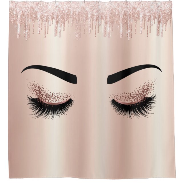Rosa Glitzer Tropfen Augen Rose Gold Duschvorhang (Vorderseite)