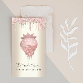 Rosa Glitzer Tropfen Erdbeere Konfektion Süßes Gol Visitenkarte