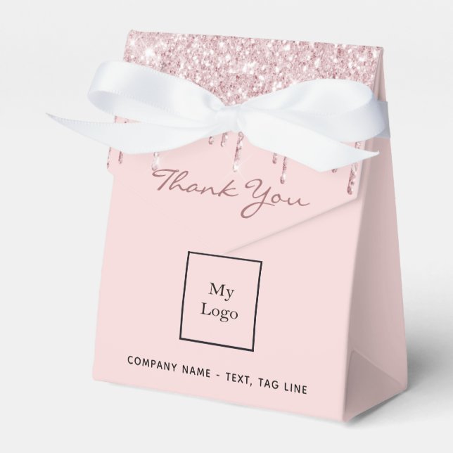 Rosa Glitzer Tropfen Firmenlogo Geschenkschachtel (Vorderseite)