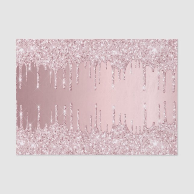 Rosa Glitzer Tropfen Girl-Luxus Seidenpapier (Vorderseite)