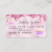 Rosa Glitzer Tropfen Kreditkarte Hologramm Name hi