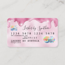 Rosa Glitzer Tropfen Kreditkarte Hologramm Name hi