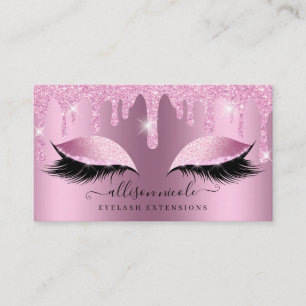 Rosa Glitzer Tropfen Metallischer Foil Eyelash Visitenkarte