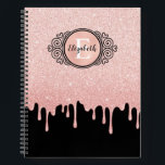 Rosa Glitzer Tropfen Monogram Sketchbook Notizbuch<br><div class="desc">Dieses personalisierte 8, 5 x 11 Skizzenbuch hat ein Schwarz-Weiß-Monogramm auf einem schönen Imitat rosa Folie und tropfenden Glitzer Hintergrund. Personalisieren Sie es für den mädchenhaften Künstler in Ihrem Leben. Macht ein lustiges Geschenk für Geburtstage und Weihnachten. Entworfen für Sie von BlackBerry Boulevard.</div>