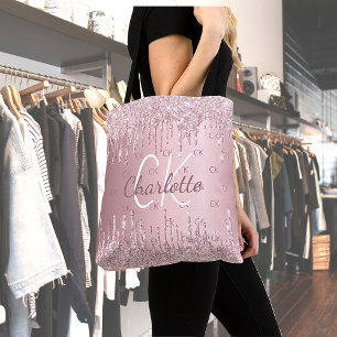 Rosa Glitzer Tropfen monogramm Tasche
