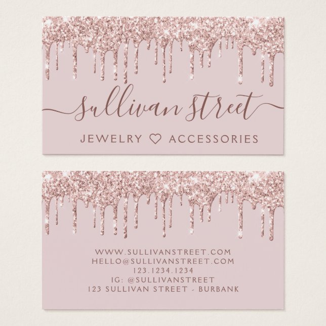 Rosa Glitzer Tropfen Schmuck Boutique Business Car (Vorne & Hinten)