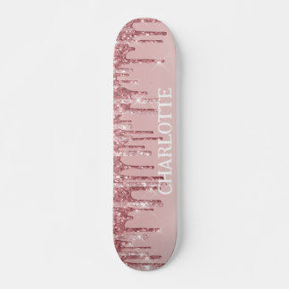 Rosa Glitzer-Tropfen Skateboard