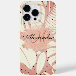 Rosa Glitzer Tropische Blätter Case-Mate iPhone 14 Pro Max Hülle