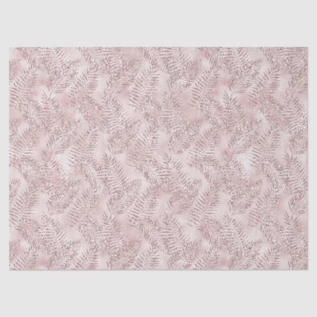 Rosa Glitzer Tropische Blätter   Seidenpapier (Vorderseite)