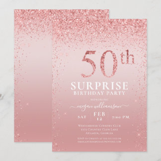 Rosa Glitzer Überraschung 50. Geburtstag Einladung