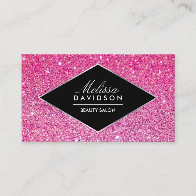 Rosa Glitzer und Glamour Beauty Business Card Visitenkarte (Vorderseite)