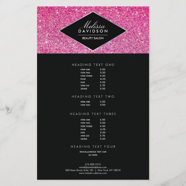 Rosa Glitzer und Glamour Beauty Flyer (Vorne)