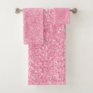 Rosa Glitzer und Glitzern Badhandtuch Set