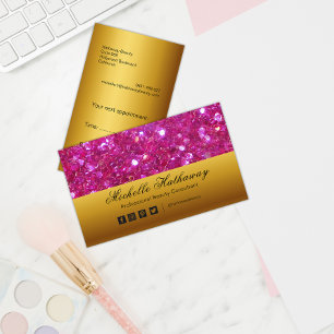 Rosa Glitzer und Gold Beauty Consultant Visitenkarte