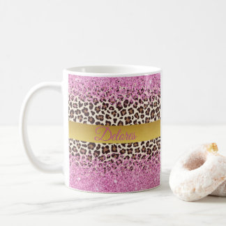 Rosa Glitzer und goldene Tasse