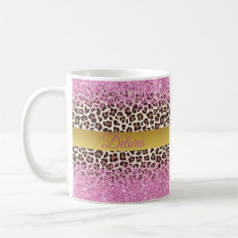 Rosa Glitzer und goldene Tasse