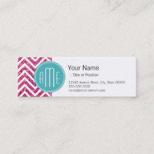Rosa Glitzer und Minze-Monogramm Mini Visitenkarte