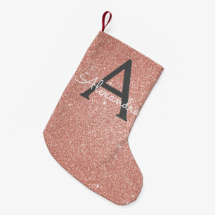 Rosa-Glitzer und Monogramm Kleiner Weihnachtsstrumpf