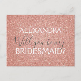 Rosa Glitzer und Sparkle Bridesmaid Einladungspostkarte