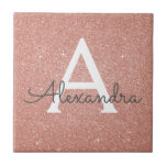 Rosa-Glitzer und Sparklogramm Fliese<br><div class="desc">Rosa Rose Gold Imitate Glitzer und sparkle Elegante Keramik Tiles. Diese Tiles können individuell auf Ihren Vor- und Erstnamen abgestimmt werden und machen ein großartiges rosa Rose Gold Geschenk für einen Geburtstag, eine Mädchendusche, ein Brautparty, einen Junggeselinnen-Abschied oder eine Hochzeit.</div>