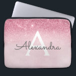Rosa-Glitzer und Sparklogramm Laptopschutzhülle<br><div class="desc">Rosa Rose Gold Imitate Glitzer und sparkle Moderne und elegante Monogram Case. Dieser Fall kann so angepasst werden,  dass er Ihren Anfangs- und Vornamen enthält.</div>