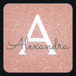 Rosa-Glitzer und Sparklogramm Quadratischer Aufkleber<br><div class="desc">Rosa Rose Gold Imitate Glitzer und Sparkle Elegant Umschlag von Gevor Siegel Sticker. Dieser Aufkleber kann so angepasst werden,  dass er Ihren Anfangs- und Vornamen für ein Geschenkpaket enthält.</div>