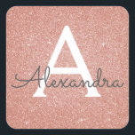Rosa-Glitzer und Sparklogramm Quadratischer Aufkleber<br><div class="desc">Rosa Rose Gold Imitate Glitzer und Sparkle Elegant Umschlag von Gevor Siegel Sticker. Dieser Aufkleber kann so angepasst werden,  dass er Ihren Anfangs- und Vornamen für ein Geschenkpaket enthält.</div>