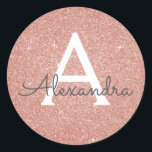 Rosa-Glitzer und Sparklogramm Runder Aufkleber<br><div class="desc">Rosa Rose Gold und Holzkohle Grau (grau) Imitat Glitzer und sparkle Elegant Sticker. Dieser Aufkleber kann so angepasst werden,  dass er Ihren Anfangs- und Vornamen für ein Brautparty,  Junggeselinnen-Abschied,  Sweet 16 Geburtstag- oder Hochzeitsgeschenk-Paket oder Save the Date,  Einladung oder Dankeschön Umschlag Aufkleber enthält.</div>