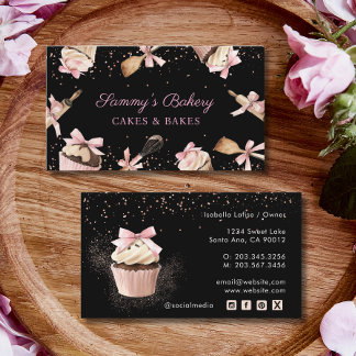 Rosa Glitzer Utensitic Kochkunst & Cupcake Bäckere Visitenkarte